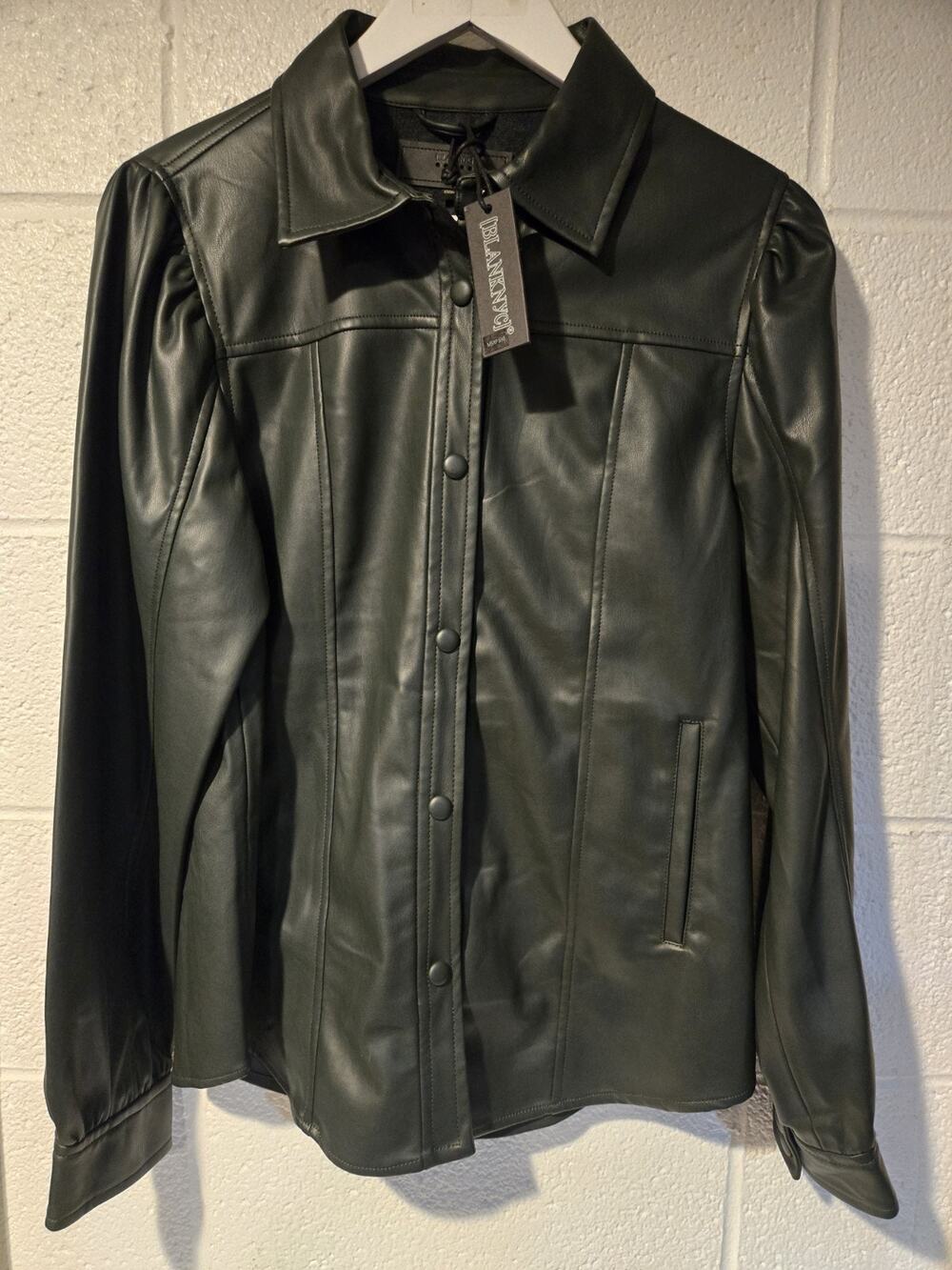 Womens Blanknyc Faux Leather Button Up Green Size M New With Tags